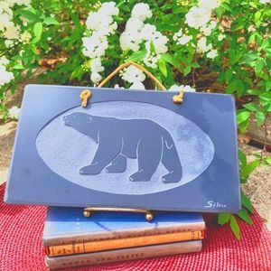 Siku hand carved stone polar bear plaque
